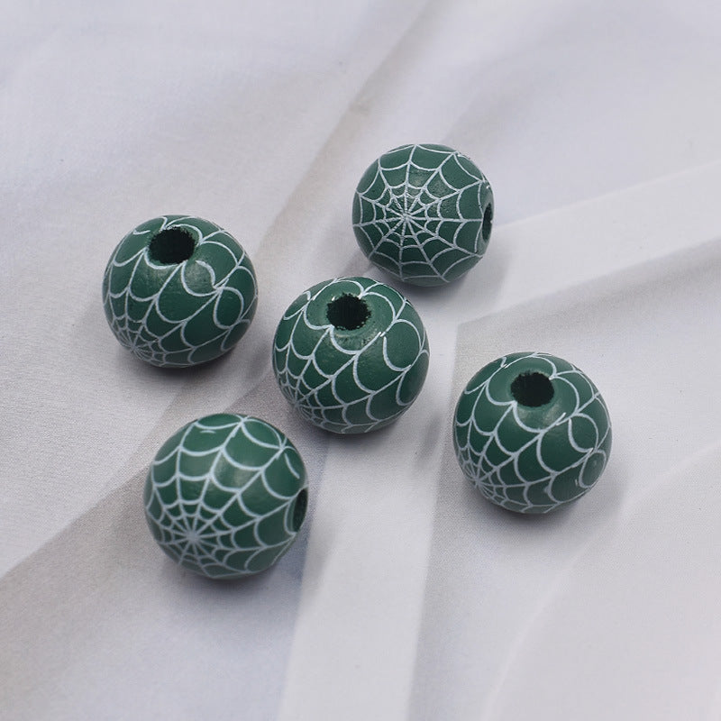Wholesale 10pcs of New Halloween Spider Web Colorful DIY Children's Wood Beads